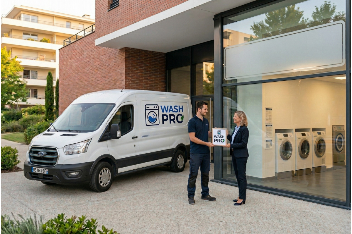WashPro - Équipe et laverie professionnelle, fourgon de service et machines à laver